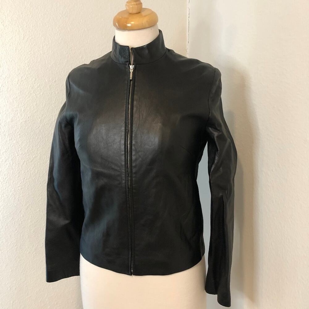 Alligator Premium Tre Emme Tannery Italian Leather Moto Jacket Black Small